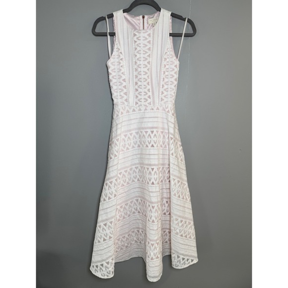 Ted Baker Dresses & Skirts - Ted‎ Baker Reinaa White Lace Midi Dress Pink Rose Gold Zip Size 0 WS7W GD3P